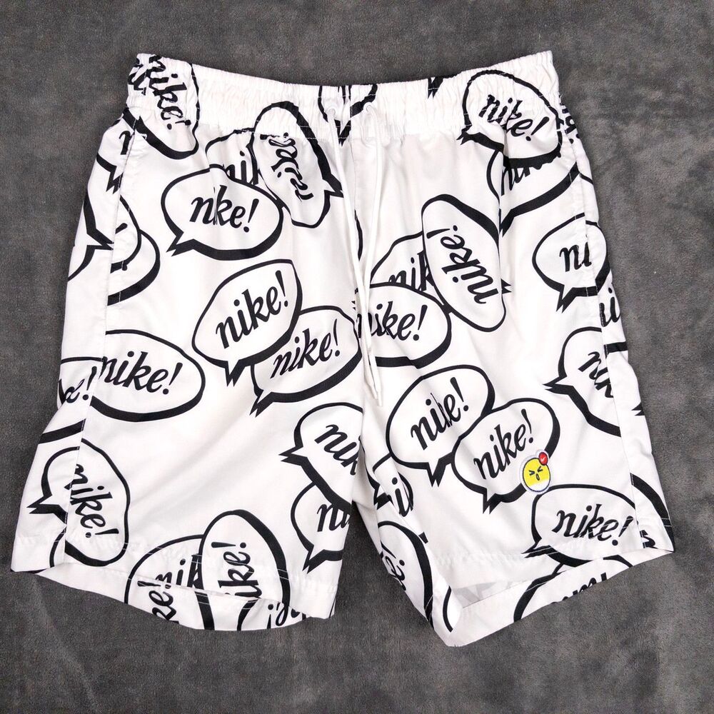 Nike Airmoji Men's Small White Black Graphic All Over Print Athletic Shorts